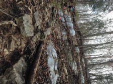 Icy rocks, shaky footing, having to grab branches and crawl up the mountain