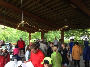 Gathering for the race. Small crowd, but lots of fun