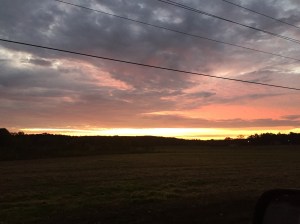 Dawn breaks on the drive to the trail head